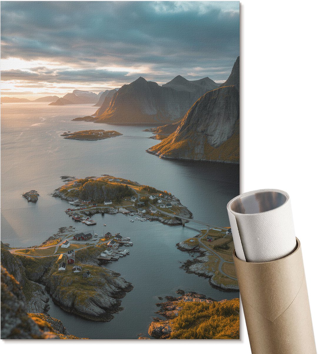 Coloray Polycanvas Wandposter - Bergpanorama, Fotografie - A4 - Grijs Patroon - Rechthoek - Canvasposter - Woonkamer, Slaapkamer, Kantoor - Klassiek