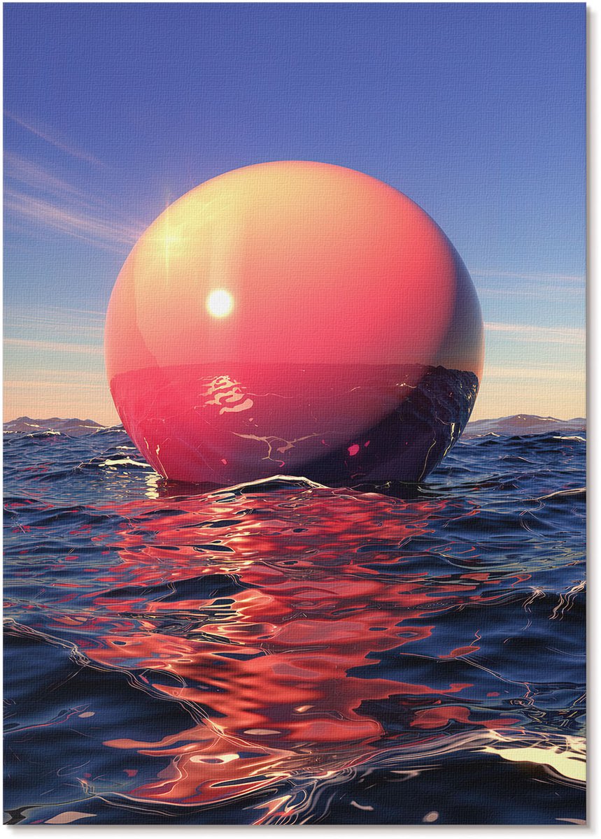 Tulup Polycanvas Poster - Kalme Golven, Fotografie - A2 - Blauw Kunst - Rechthoek - Muurdecoratie - Woonkamer, Slaapkamer, Kantoor - Modern