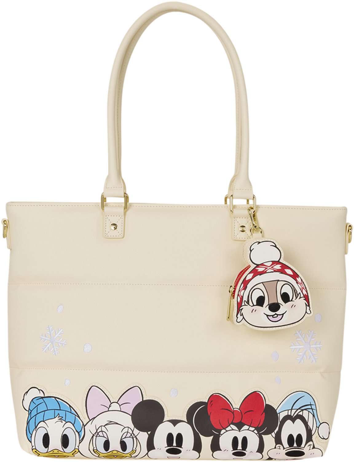 Disney Loungefly - Mickey & Friends Holiday Snow Tote Crossbody Bag with Coin Bag