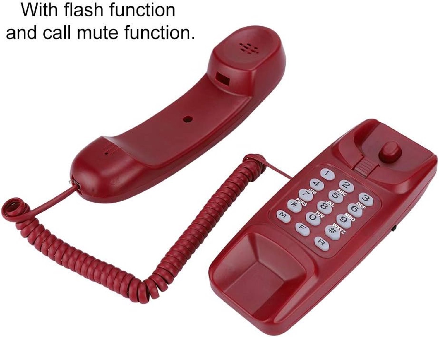 Vaste telefoon met kabel - mini-telefoon - wandmontage of bureau - geschikt voor thuis en kantoor - Vemera