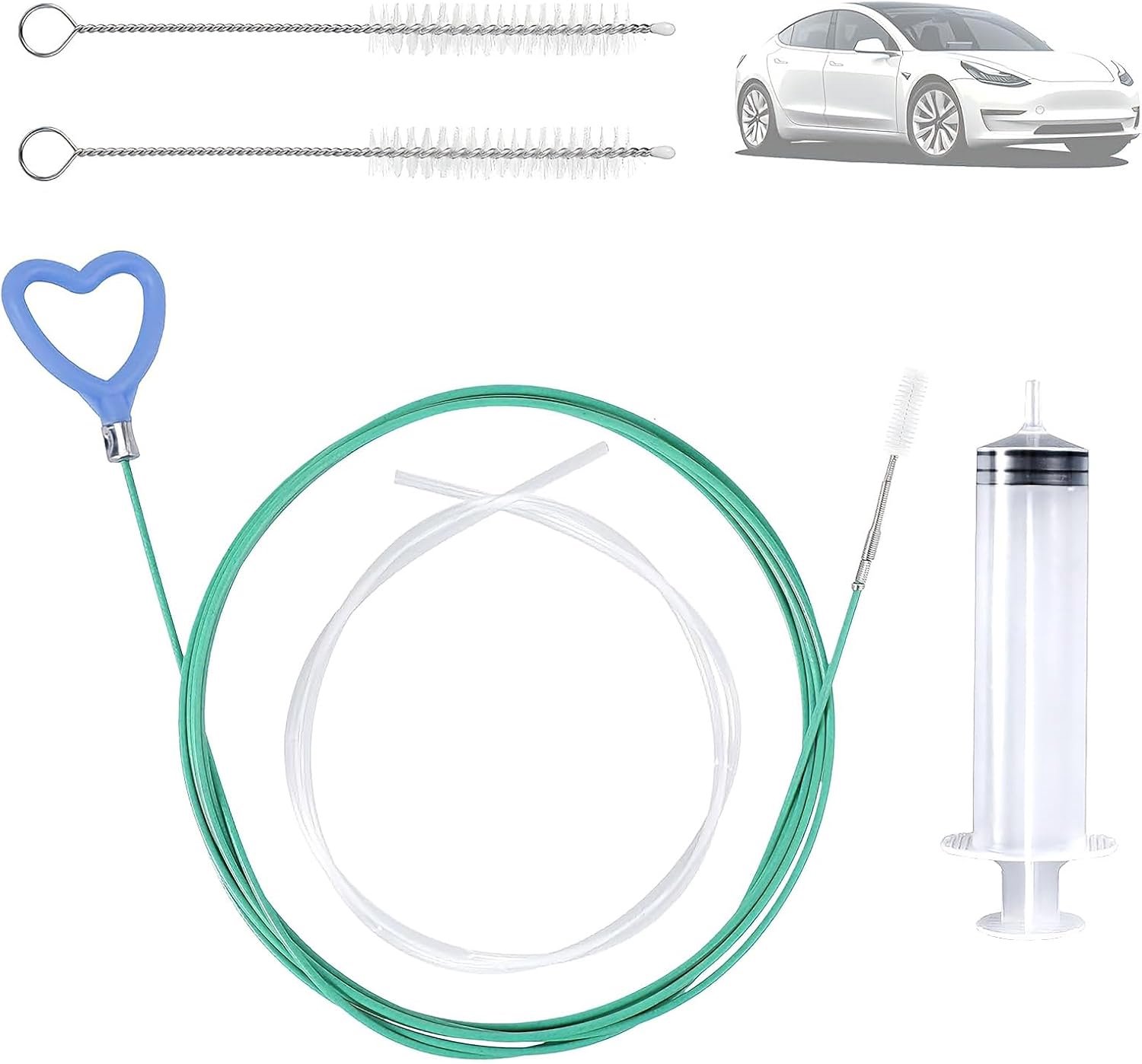 5-delige auto-afvoerreinigingsset 3 m - POM-materiaal - verbeterde roterende borstel - ServiceTopper