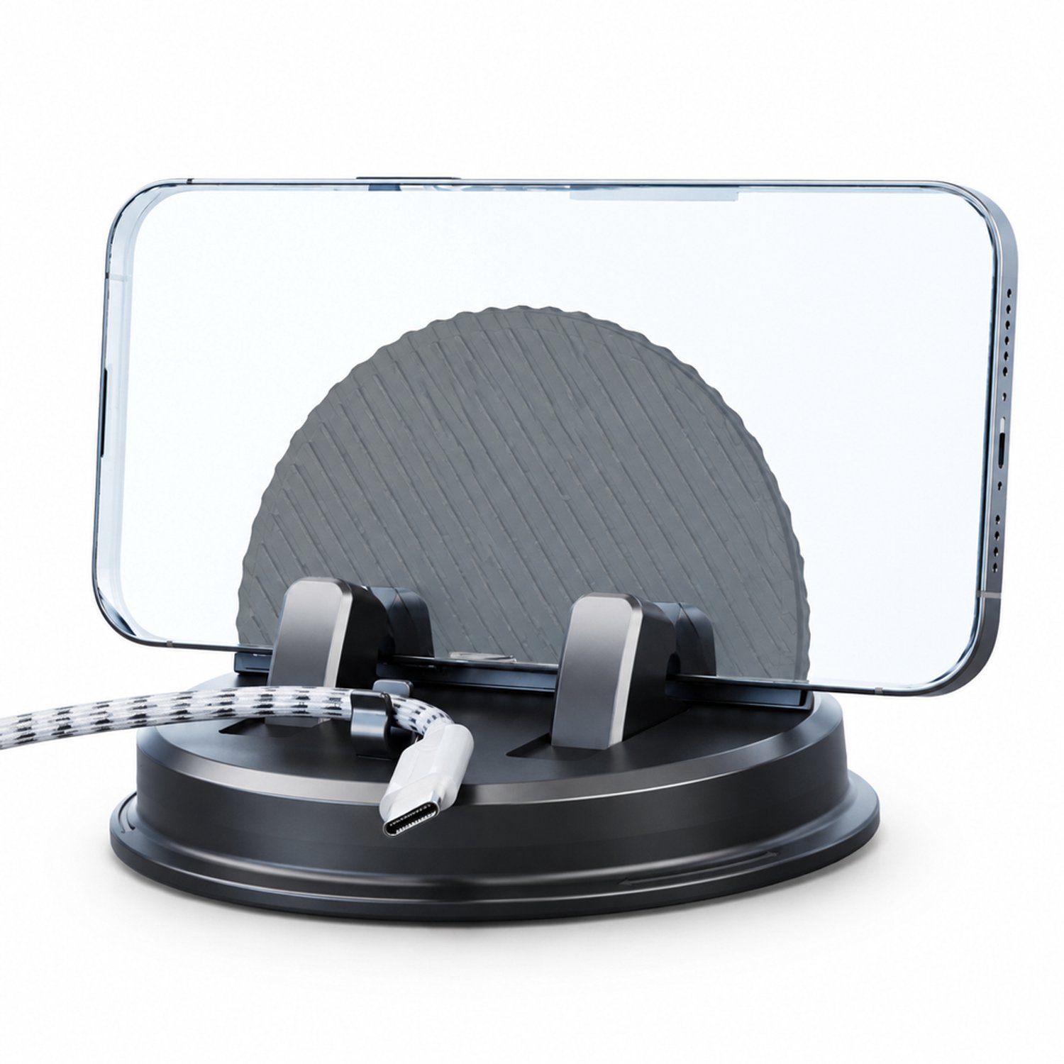 Telefoonhouders auto: draaibare telefoonhouder met zuignap voor het dashboard, zwart met zachte siliconen voet