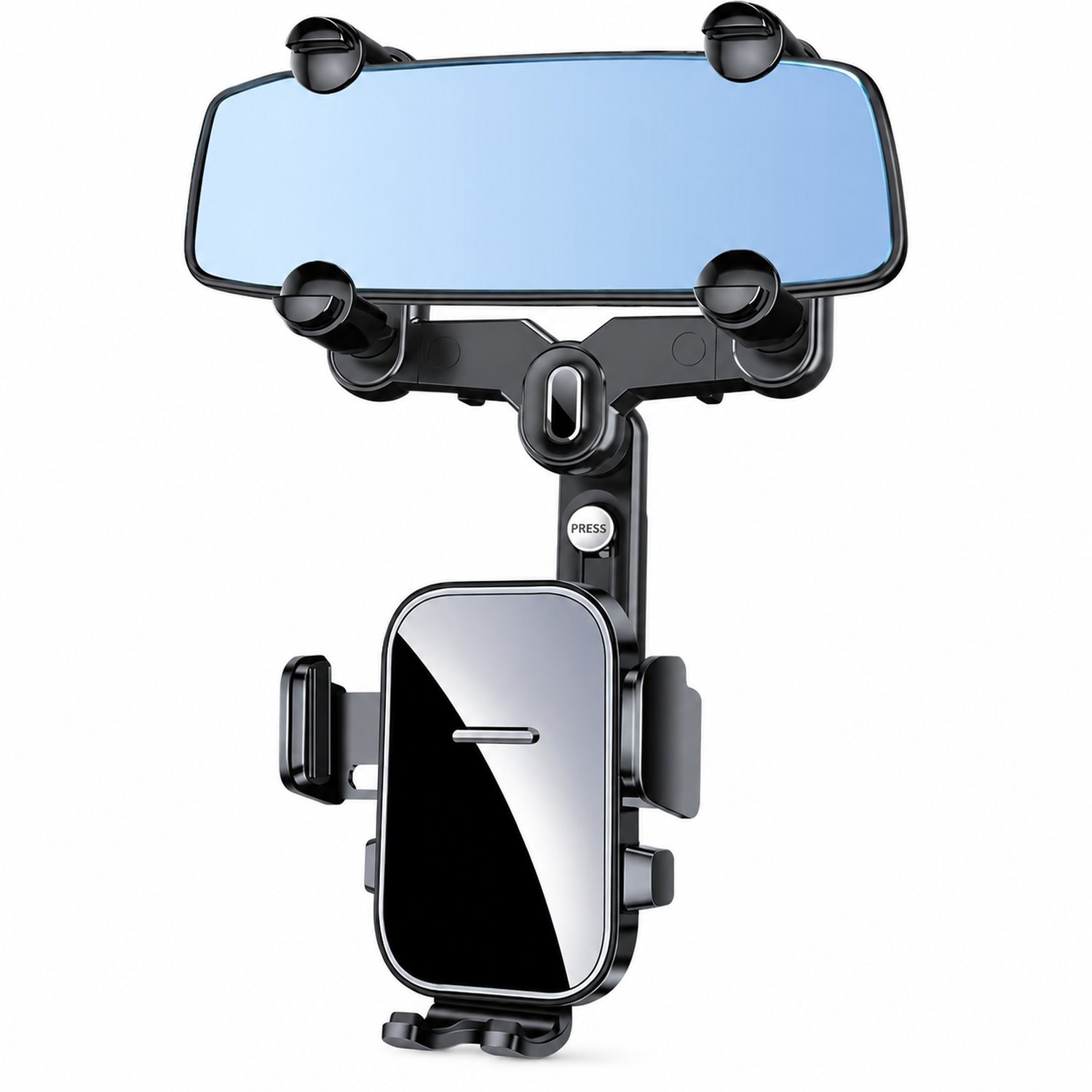 telefoonhouders auto - zwart - hangende binnenspiegelhouder - verpakking 15,7 x 12,5 x 8,7 cm