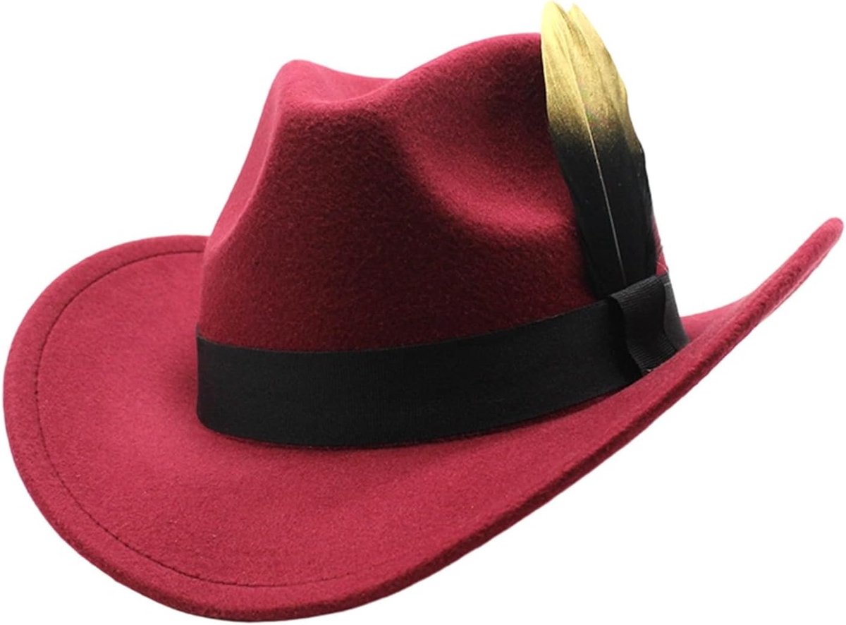 Cowboyhoed, jazzhoed, uniseks Oktoberfesthoed, hoed in etnische stijl, hoed met brede rand