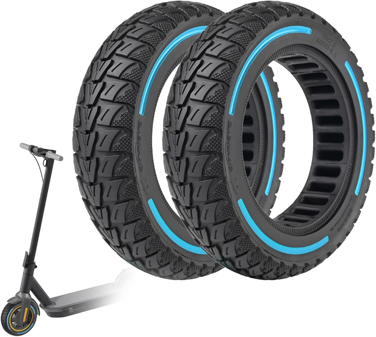 10 inch massief rubberen banden voor Ninebot MAX G30, 60/70-6,5 massief rubberen banden Xiaomi, 10 x 2,50 Solid scooterbanden voor scooters, voor Mi4/Mi4 Pro2ft/Mi4 ultra