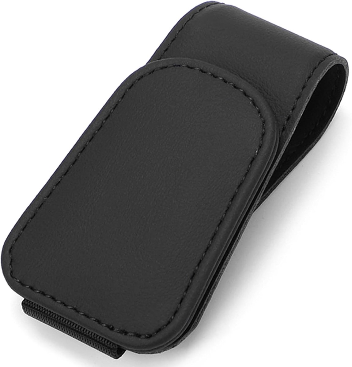 Brillenhouder voor auto, leren zonnebrillenhouder voor auto, zonneklep, tickets, clip voor vrienden, familie, opbergdoos, organizer (zwart)