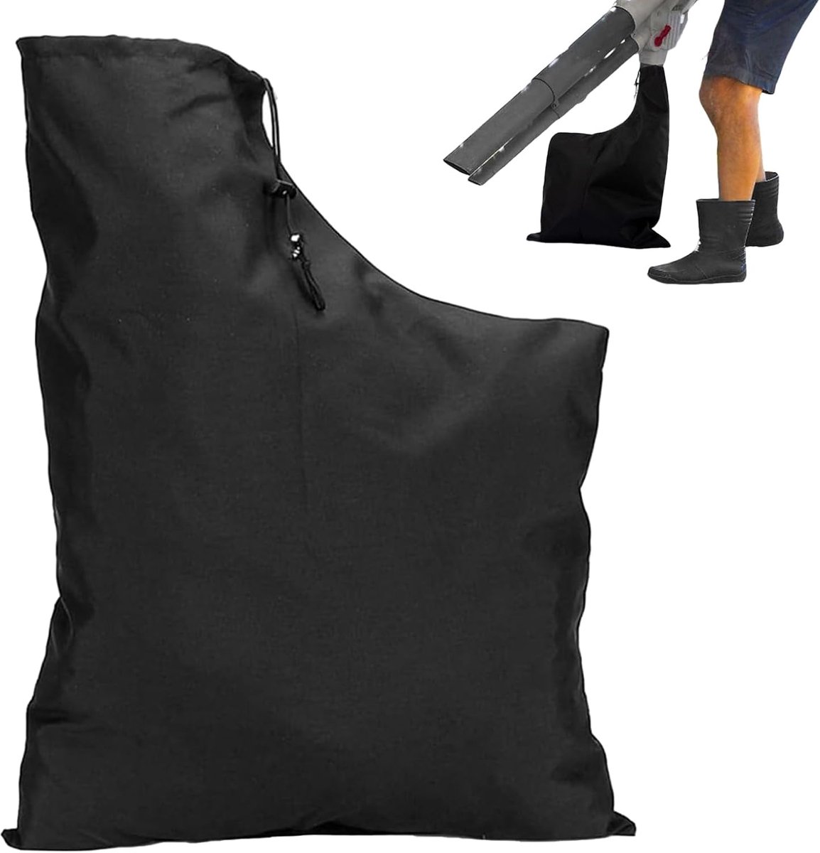 Bladblazer-stofzuigerzak, 63x45 cm Oxford-stof opvangzak met verstelbaar trekkoord, grote capaciteit voor het reinigen van tuin en gazon, zwart