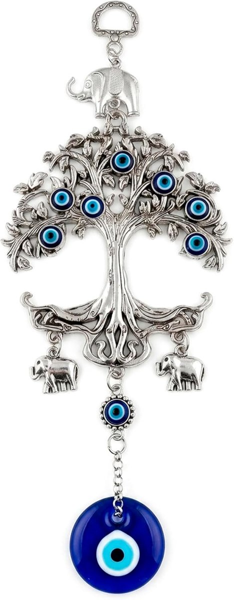 Amulet met Turks oog en boze oog voor geluk en bescherming thuis, geluksbrenger en bescherming (boom van het leven, Turks oog, groot)