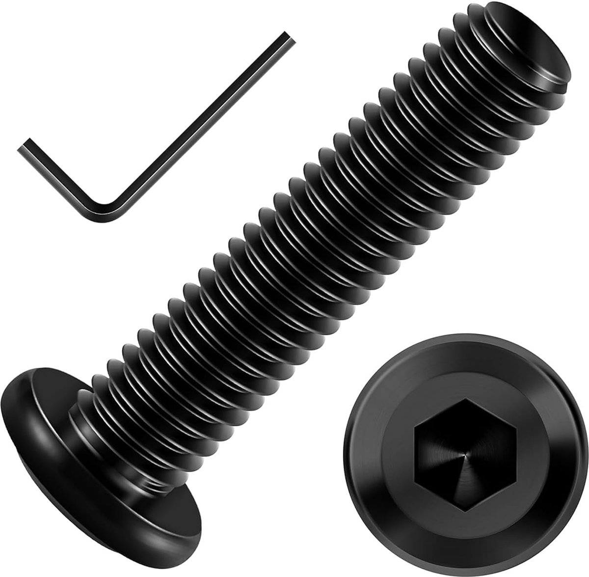 20 Stuks M8 x 35 Schroeven, Platte Kopschroeven, Binnenzeskant Schroeven, Roestvrij Staal A2 V2a, Volledige Schroefdraad Zwart Oxide