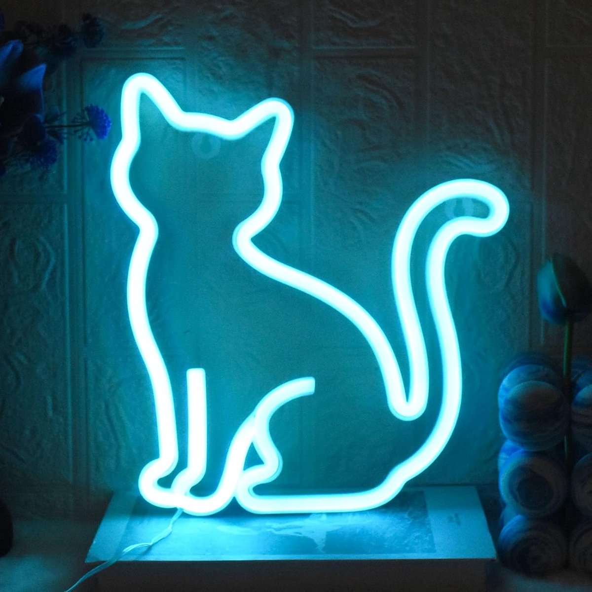 Neon bord kat lamp neon led blauwe kat lichtreclame