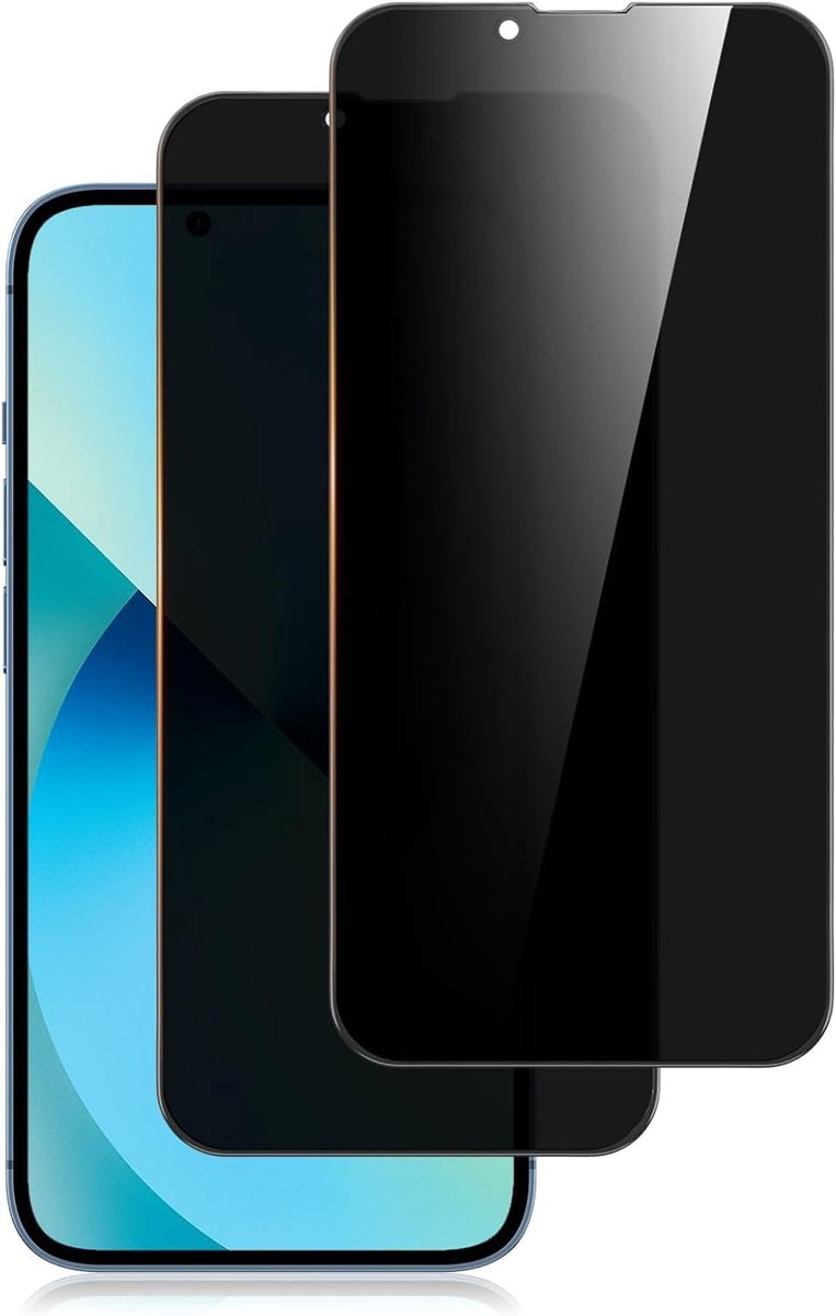 2 stuks screenprotector tegen spionage voor iPhone 13/13 Pro/14/16e met cameralensbescherming, folie van gehard glas (zwart)