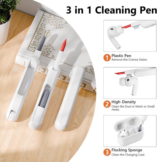 Hoes beschermhoes compatibel met AirPods Pro 3e generatie met reinigingsset, stootvaste zachte dunne beschermhoes case voor Airpods Pro 3 met Cleaner Kit en karabijnhaak, oranje — afbeelding 2