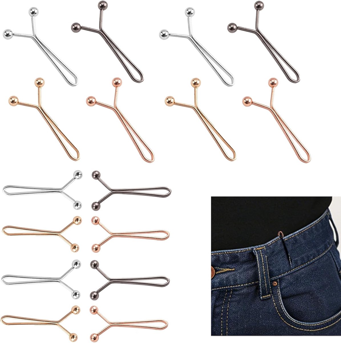 24 stuks broek strakker maken clip broekband strakker maken broeken taillespanners broekklemmen broeken verkleineren clip voor broeken rokken mouwen