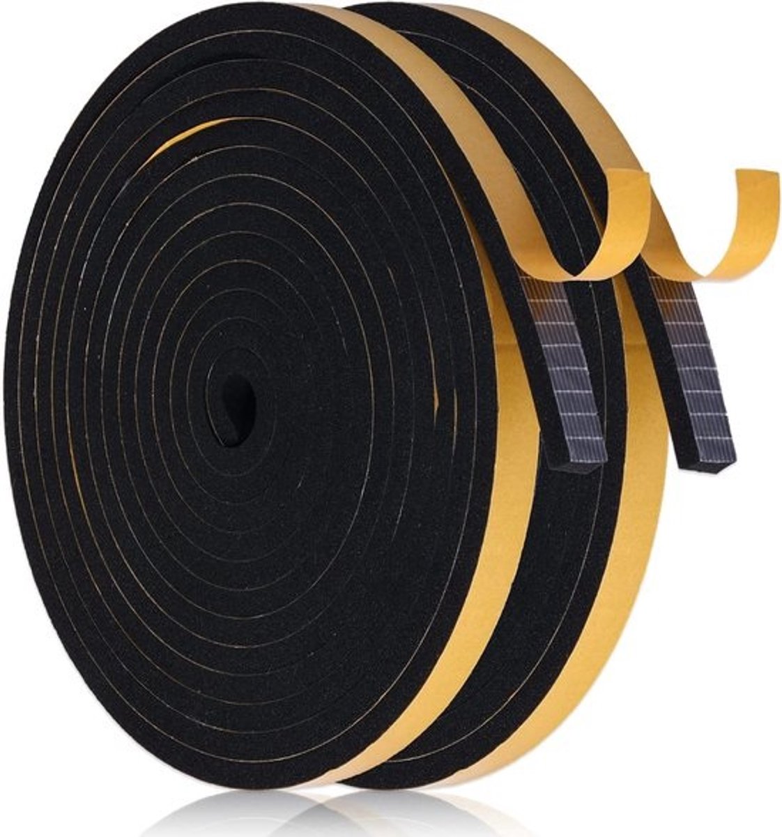 2 Stuks Weerstrippende 12 mm Breed x 6 mm Dik x 10 m Lang Deurafdichting Zwart Deurafdichtingsstrip met Hoge Dichtheid voor Deurgeluidisolatie Raamisolatie