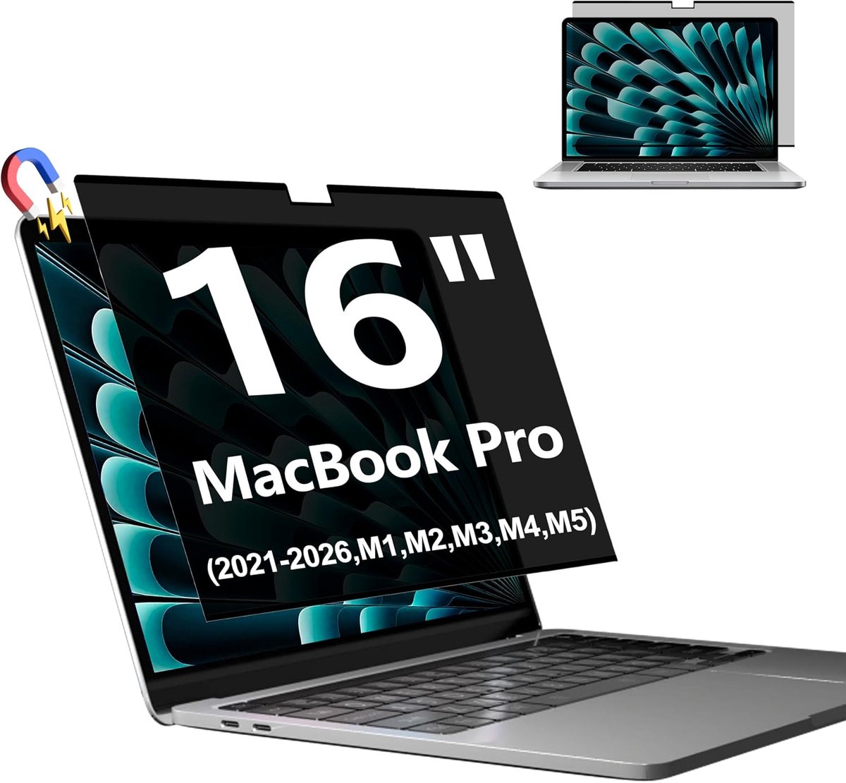 Privacyscherm Voor Macbook Pro 16 Inch (2021-2024, M1, M2, M3, M4, Pro, Max), Afneembare Privacyfilter Voor Laptops en Anti-Verblinding Blauw Licht Beeldschermbescherming