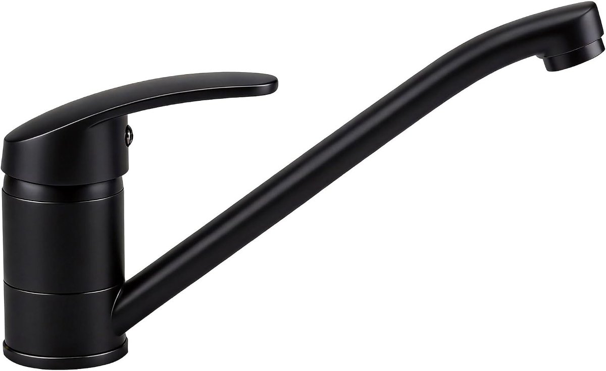 Zwart, met eengreeps mengkraan, 360° draaibare messing mengkraan, wastafelkraan met keramische cartridge en 60 cm warm/koudwaterslang, chroom/zwart