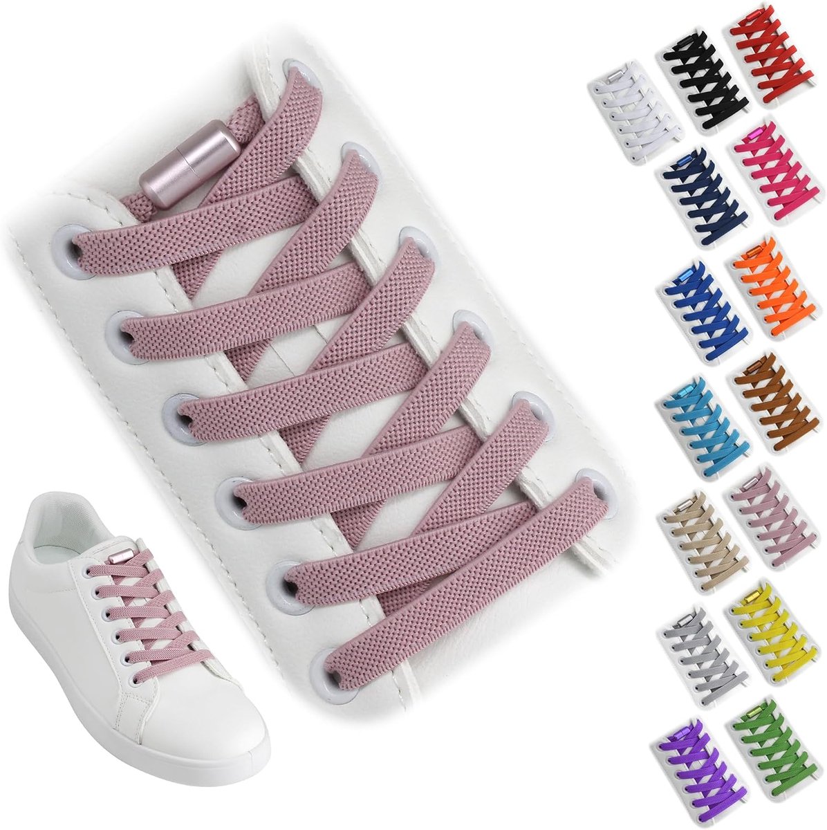 2 Paren Elastische Veters Zonder Strikken, Met Snellsluiting, Voor Gymschoenen & Alledaagse Schoenen, Geschikt Voor Kinderen & Volwassenen, Verstelbaar, Eenvoudig, Rekbaar