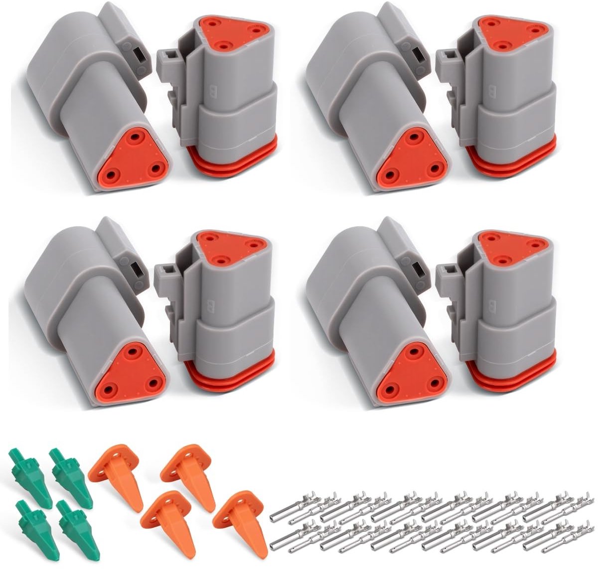 Set van 4 Waterdichte Elektrische Stekkers voor Auto's - 3-Pins Verbinding voor 22-16 AWG Draad, Male en Female Plug