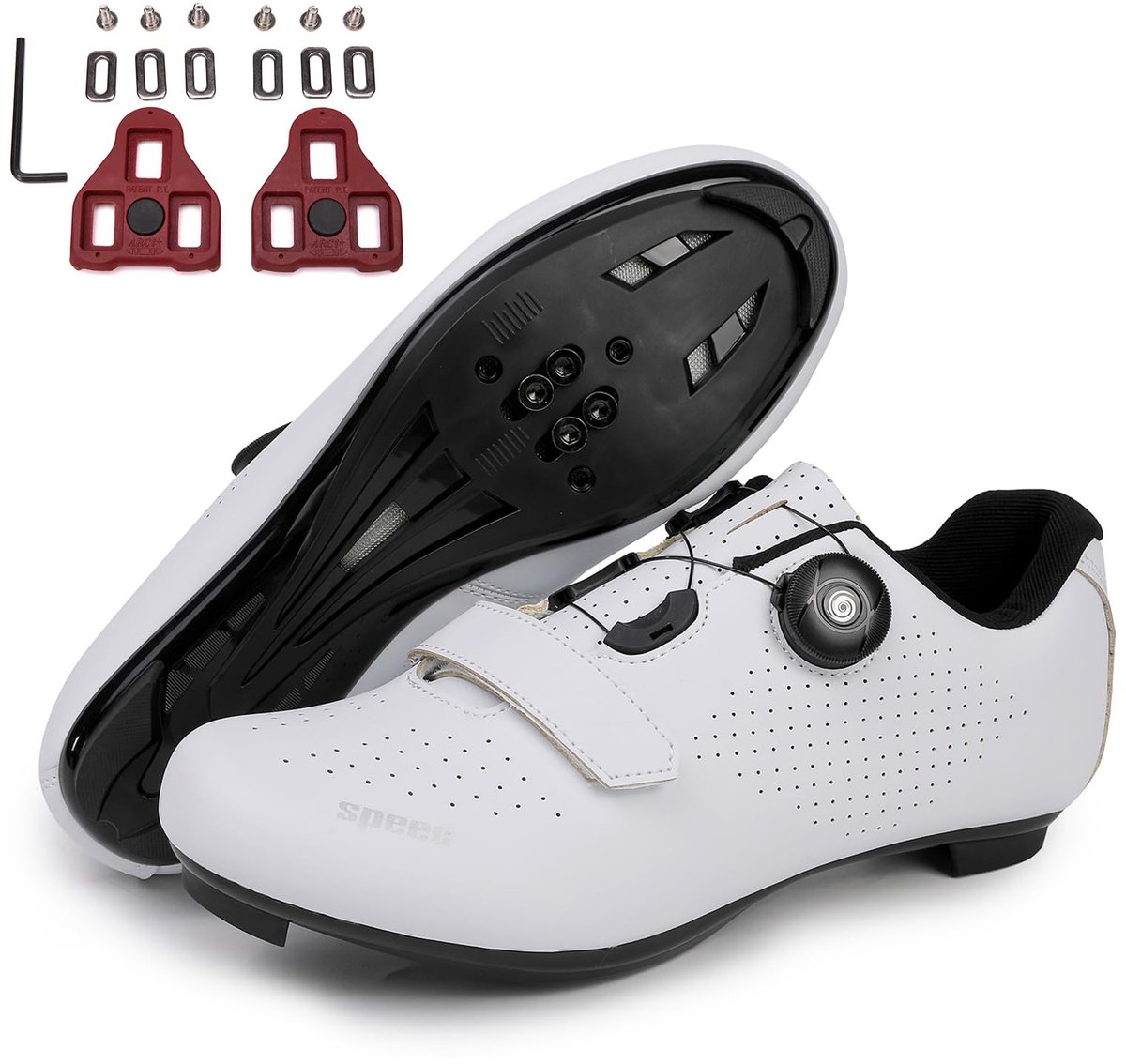 Racefietsschoenen heren 39 EU - wit - SPD-look en SPD-SL compatibel - ideaal voor binnen en buiten - ShopVlot
