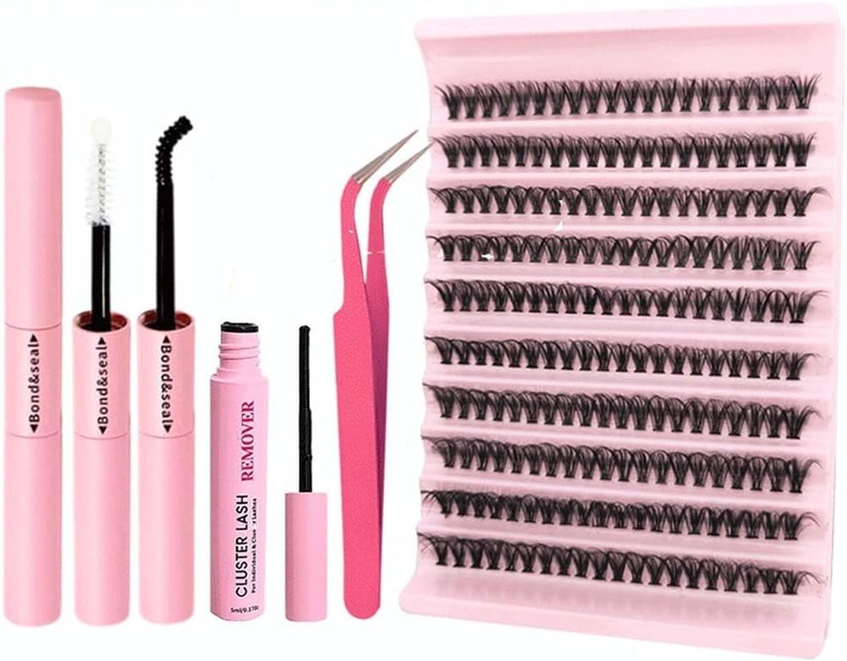 Complete DIY Wimperextensions Set met 40D Volume Lash Clusters, 8-16mm en Hechtingsmateriaal voor Prachtige Wimpers