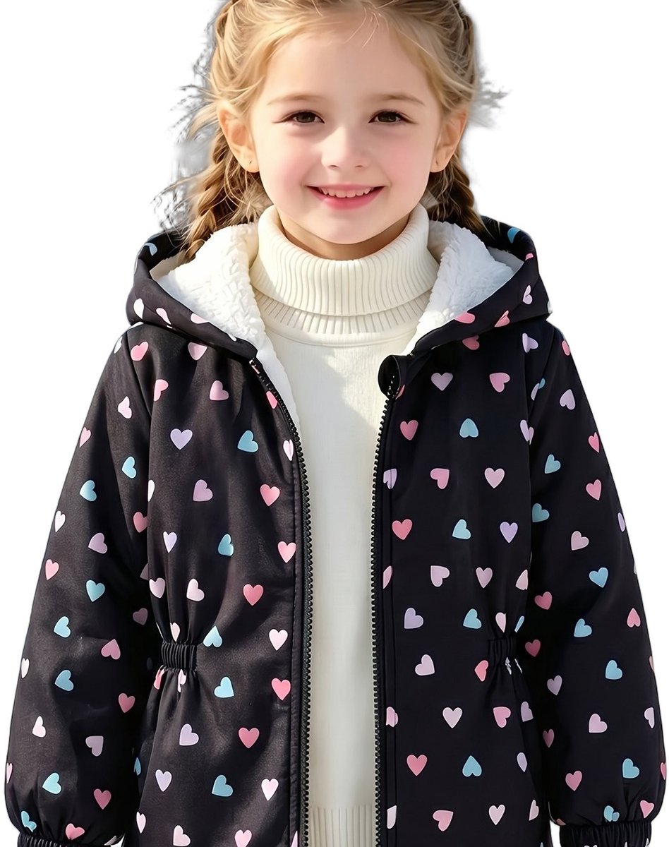 Currero Winterjas Parka Meisjes Lange Jas Meisje Wintermantel Overjas Gewatteerd Waterdicht Winter Stijlvol Mantel Kinderen 2-3 Jaar Zwart