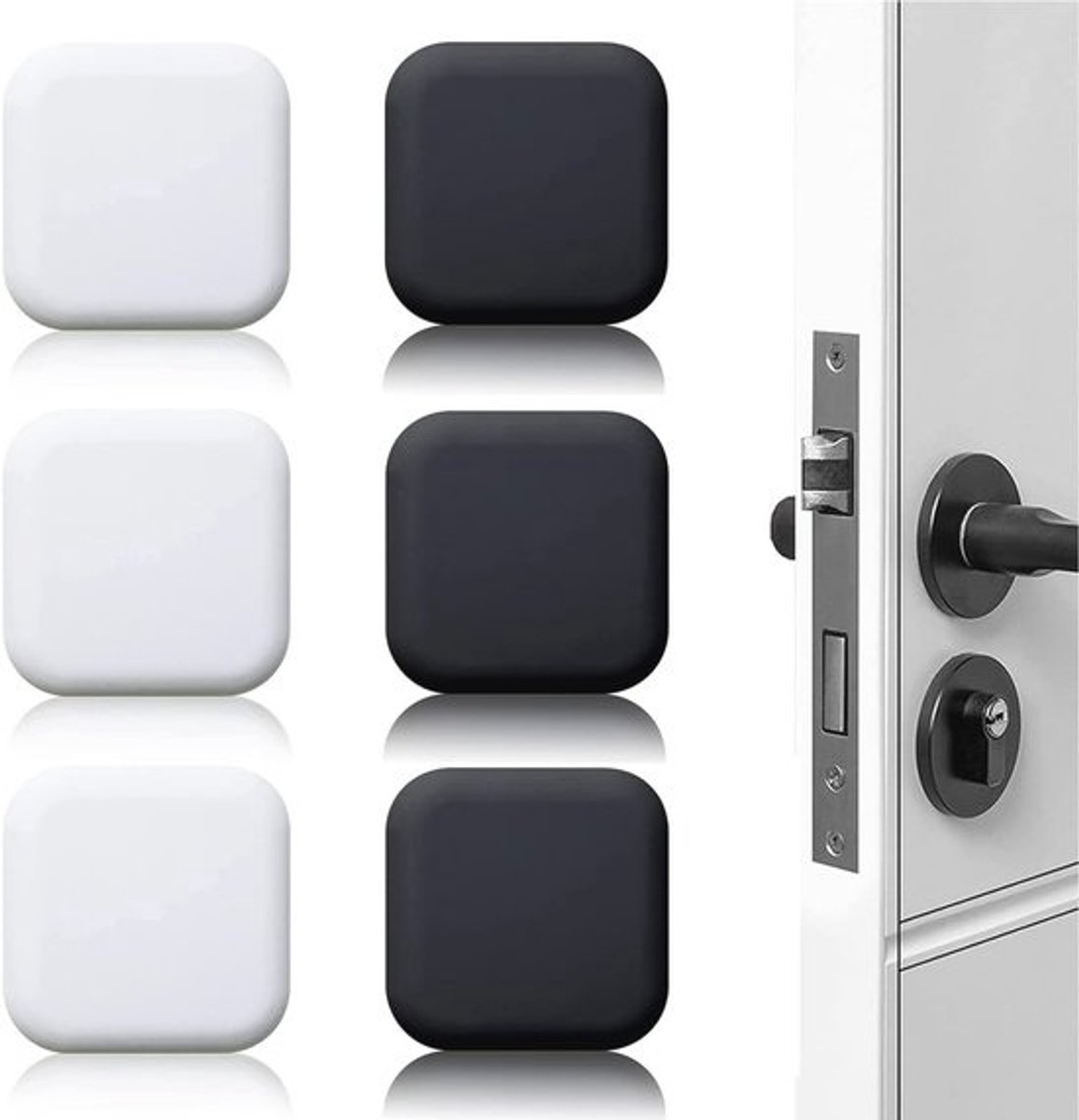 Zelfklevende Wanddeurstoppers - 6 Stuks Gummipuffer 45mm x 45mm voor Deuren en Muren