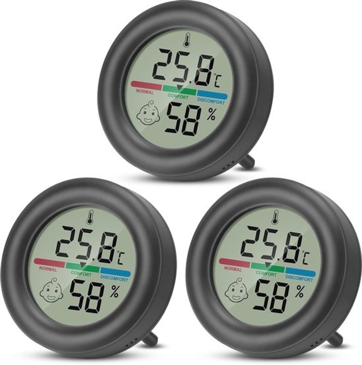 Mini hygrometer en digitale thermometer voor binnen - Temperatuur- en luchtvochtigheidmeter met comfortweergave