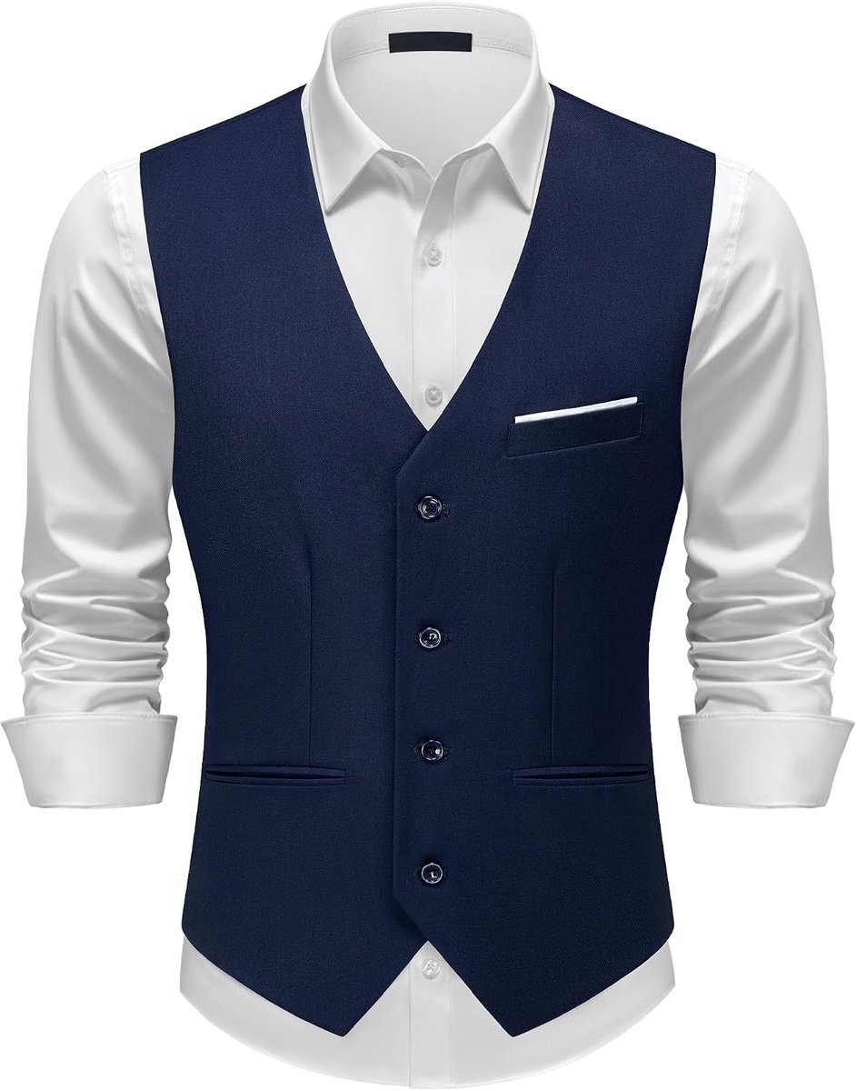 Elegant, slim fit, verstelbaar, zakelijk, bruiloft, feest, vest met 4 knopen en echte zakken