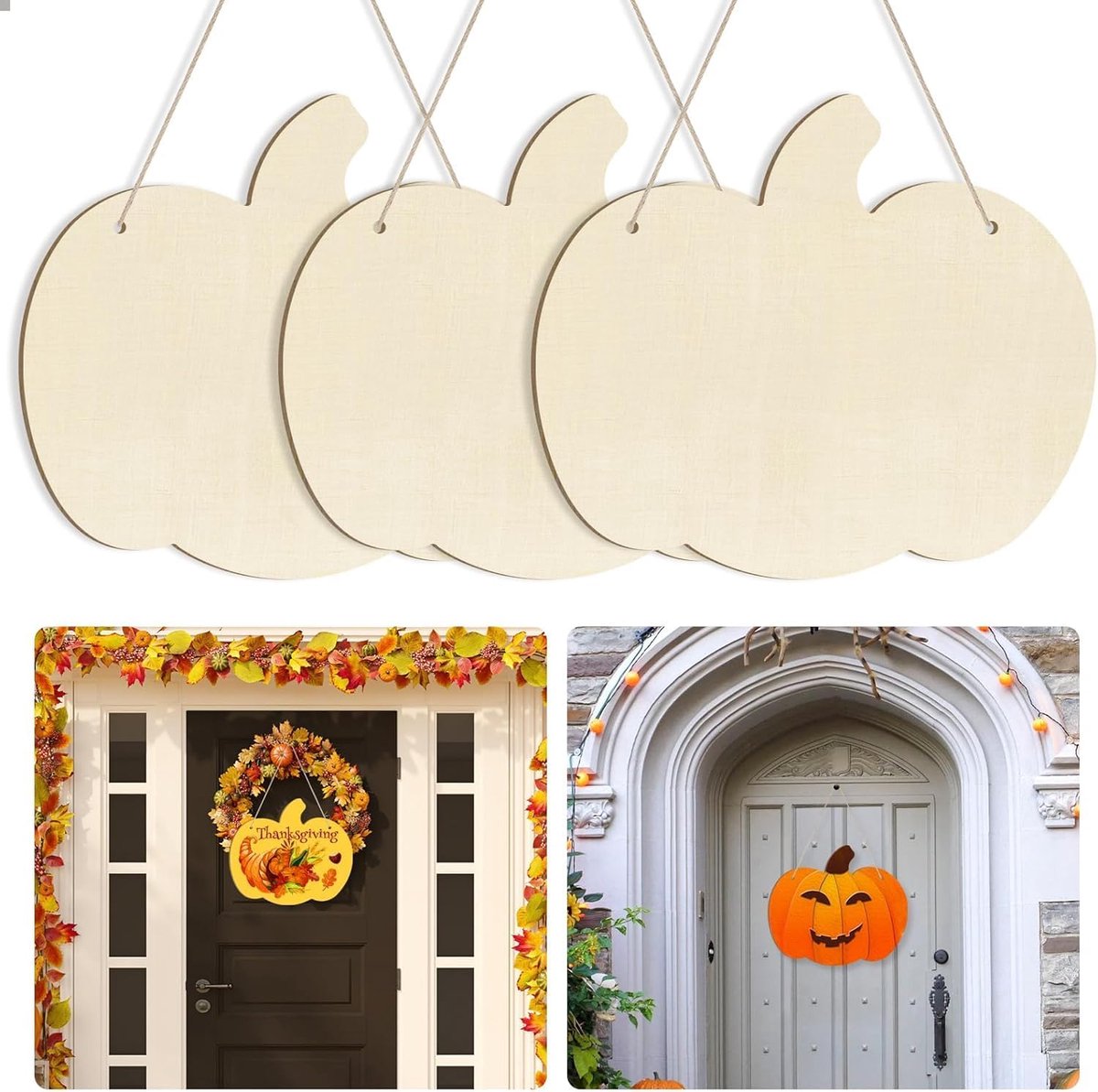 Onafgewerkte houten plaat om te knutselen, natuurlijke houten schijven, pompoen, beschilderbaar, ideaal voor Halloween en Thanksgiving knutselwerk
