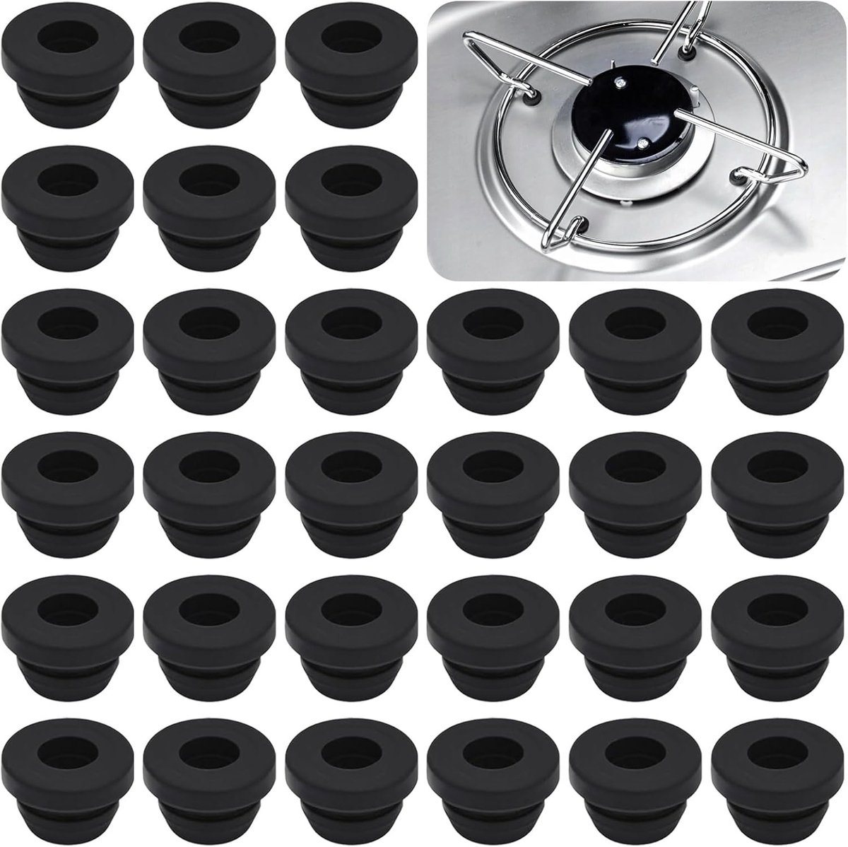 30 stuks rubberen doorvoergeleiders, pannendragerrubbers voor camper, kookplaat, accessoires, rubberen doppen, roestrubberen voetjes, rubberen doppen voor pannensteunen met 5 mm stangen