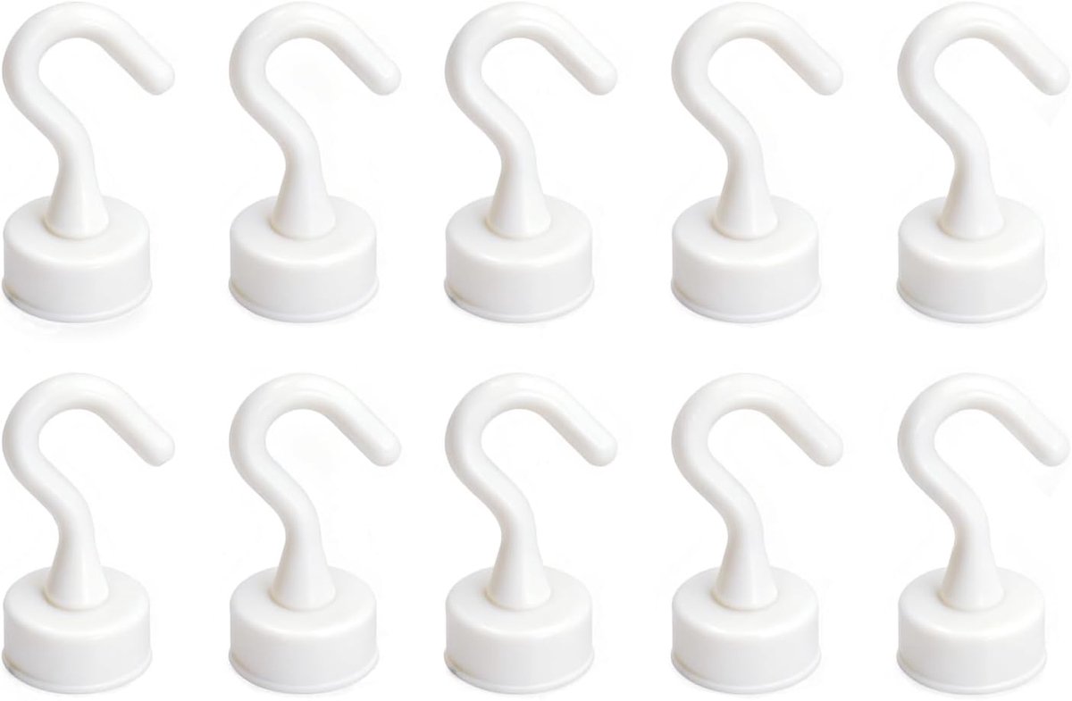 Magnetische Haken, Plastic Zware Magnetische Kleine Hanghaken voor Koelkast, Keuken, Kantoor, Klaslokaal, Camping, Kruisvak (Wit)