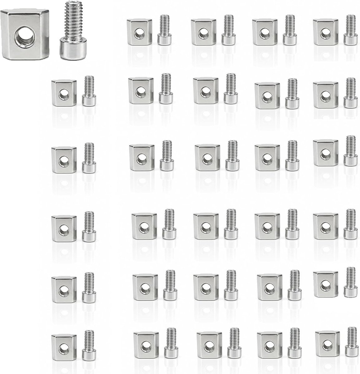 T-moeren, Serie 30 M6 Schuifmoeren, Metalen Bevestigingen voor Aluminiumprofiel, Extrusiesleuf, T Groefrail, Glijrail, Frame Montage, Werkbank en CNC Toepassingen