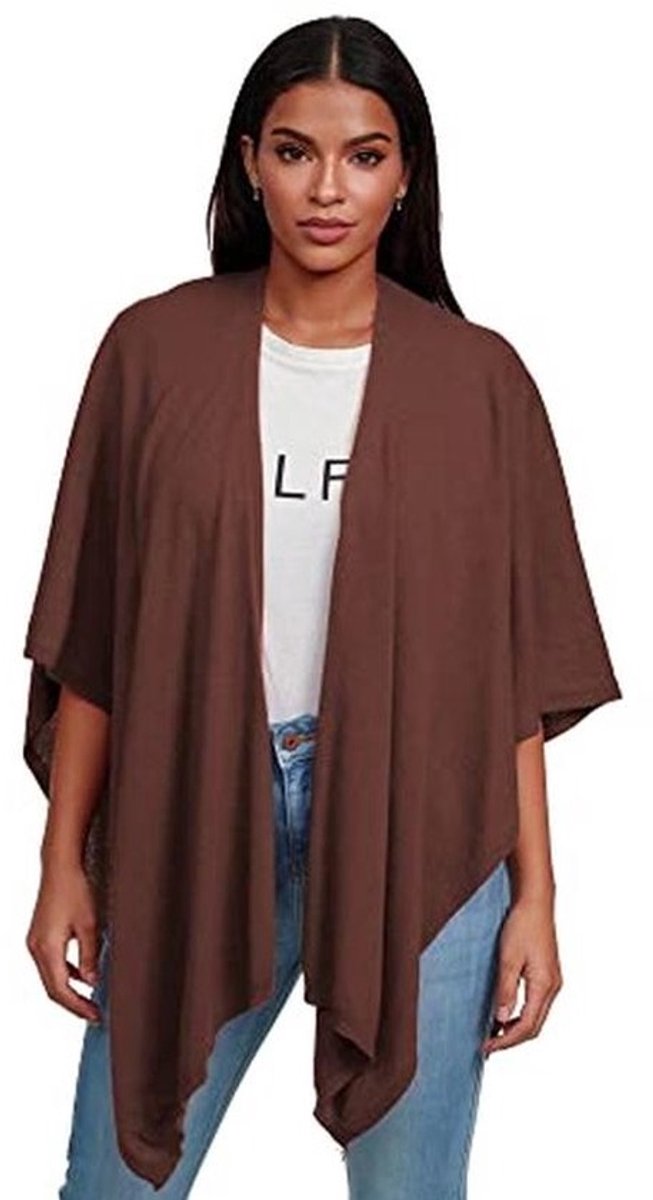 Dames poncho sjaal in kasjmiergevoel - gebreide cape voor vrouwen - XXL schouderdoek voor lente en herfst