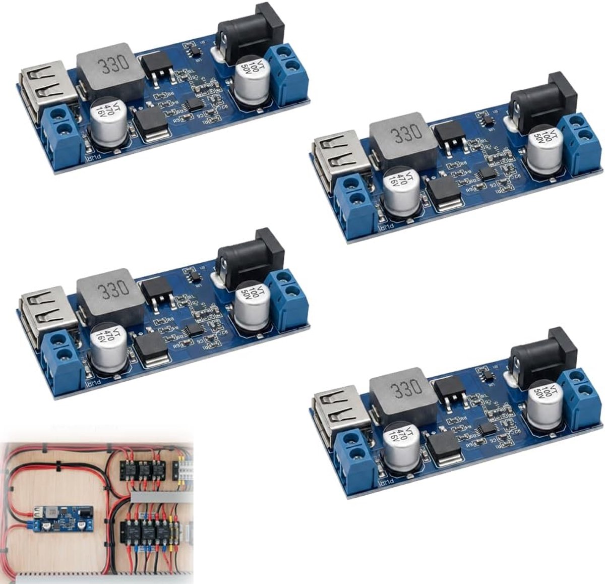 DC Step Down Converter 24 V 12 V naar 5 V 5 A spanningsomvormer, DC DC omvormer module, spanningsregelaar voedingsomvormer voor auto, vrachtwagen, camper, ledverlichting, doe-het-zelf voeding