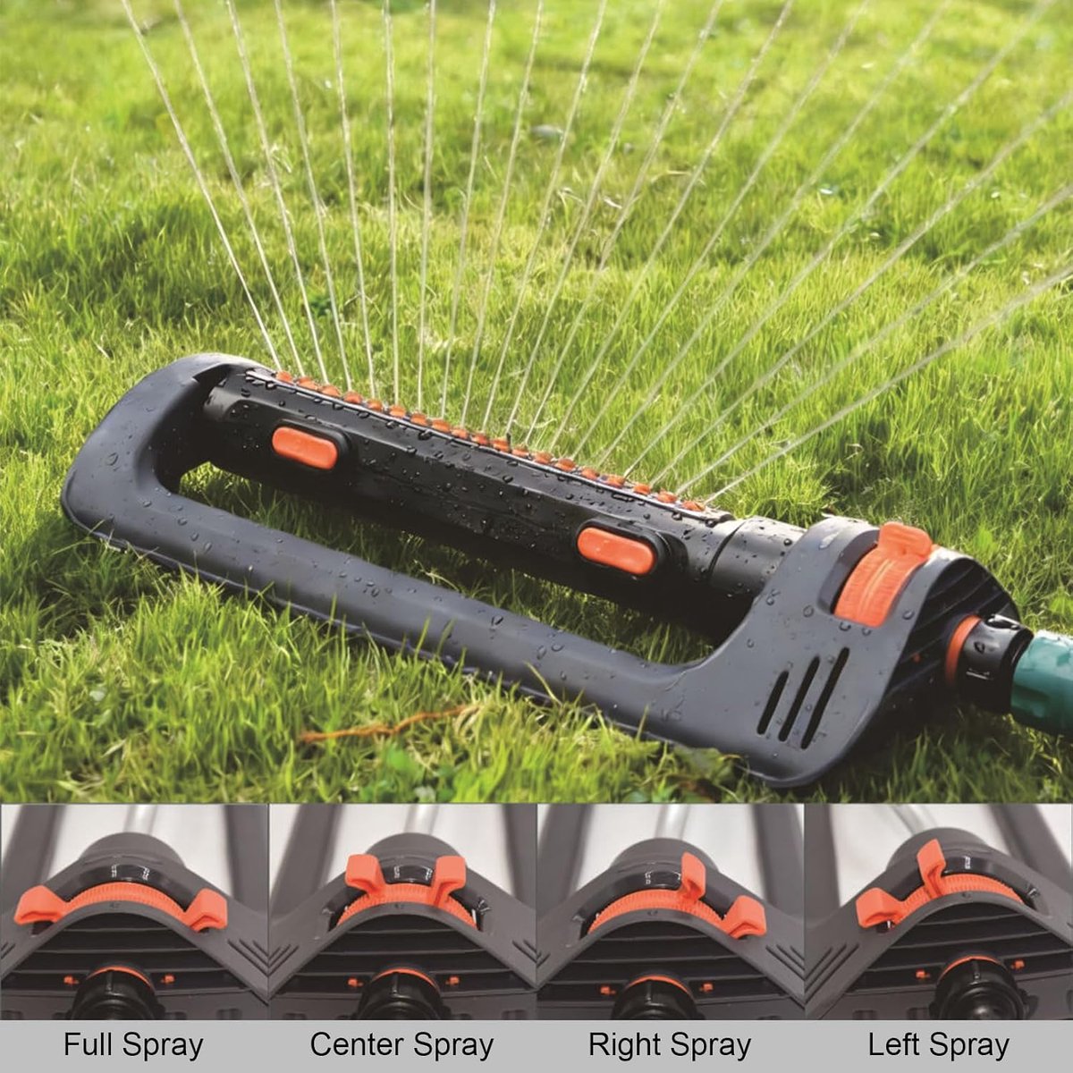 vierkante sproeier, oscillerende gazonsproeier, gazonsproeier, tuin, automatisch irrigatiesysteem tuin, 4 instelbare sproeibereik, tuinsproeier 180 graden grote oppervlakken