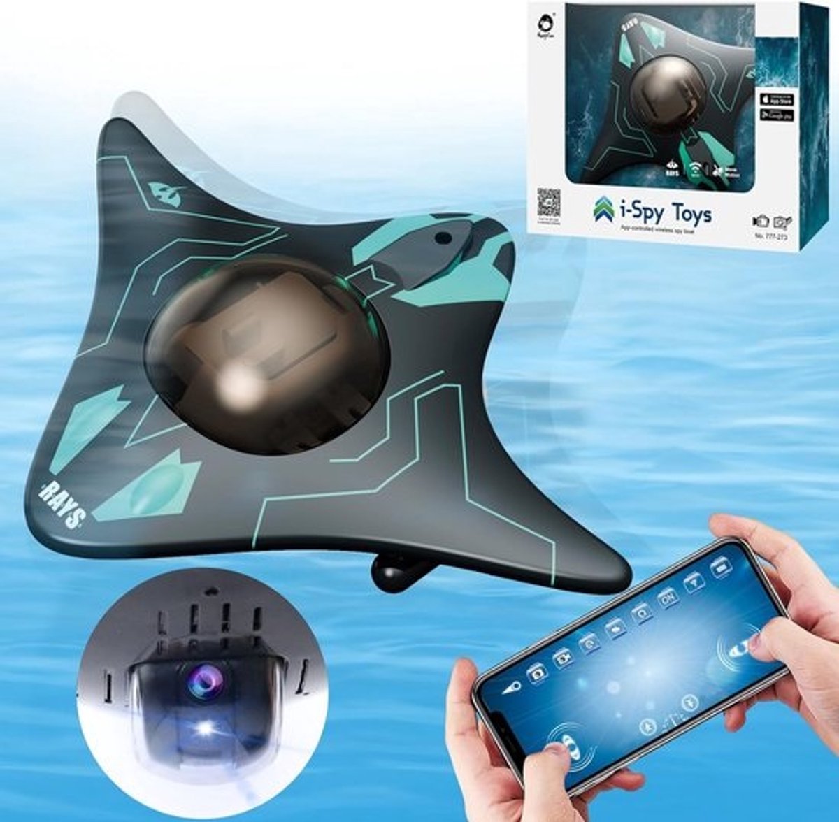 Afstandsbedienbare boot met HD camera en LED verlichting - Waterspeelgoed met app-bediening
