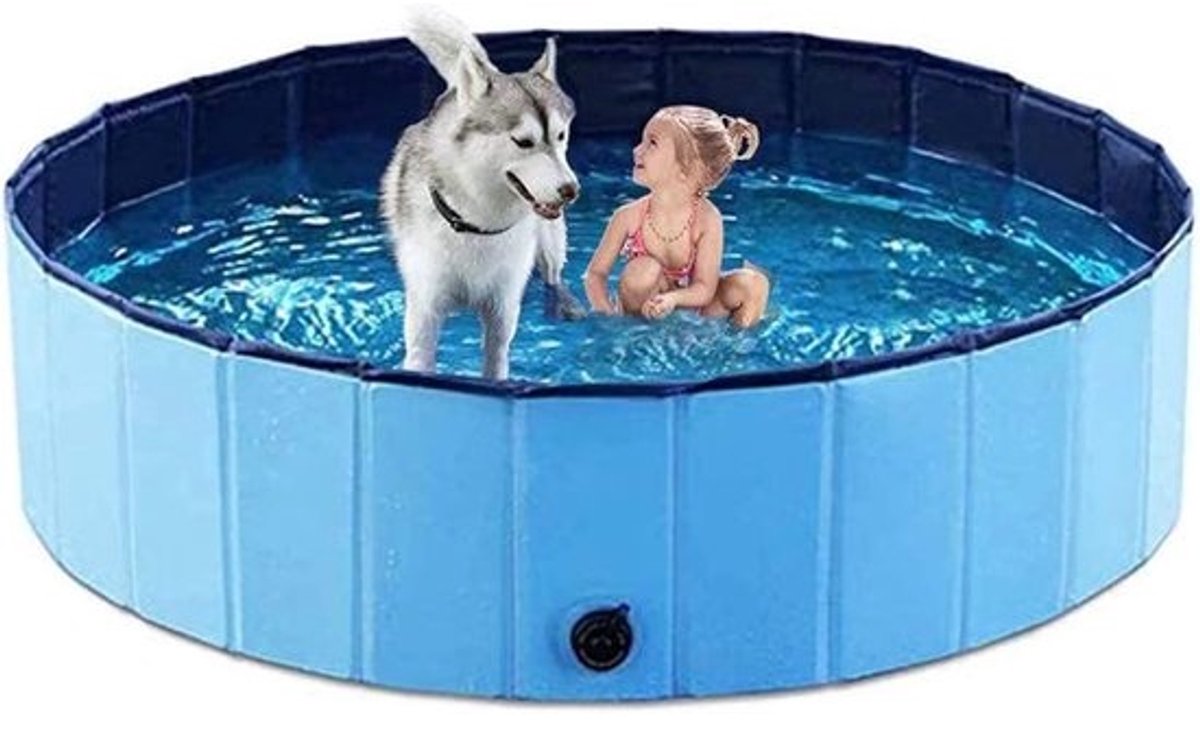 Opvouwbaar Zwembad - Huisdierenbad Kinderbad - Buiten Spelen - Stevig PVC Materiaal - 80x20cm - Blauw