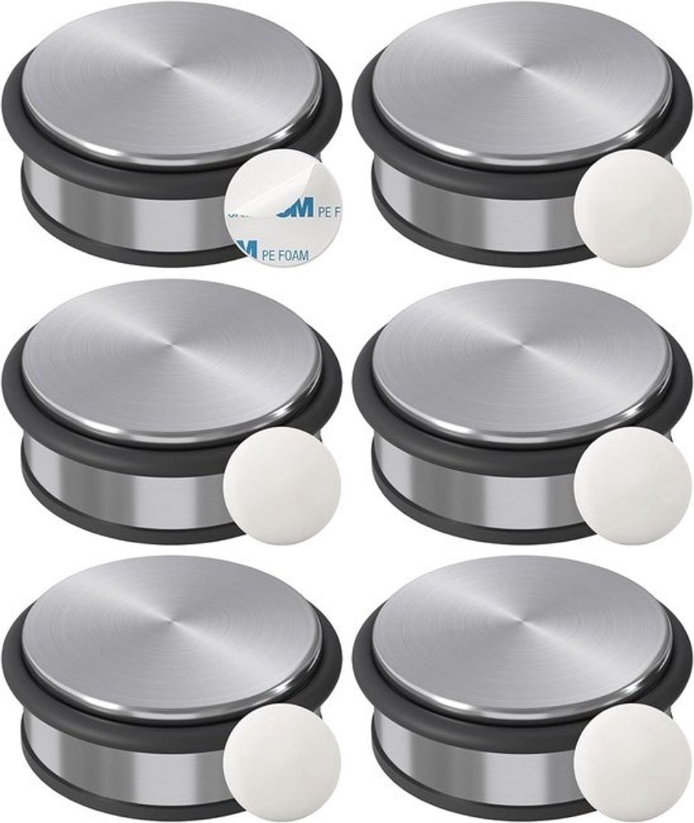 Roestvrijstalen deurstopper 1,2 kg – Antislip wanddeurstopper zonder boren – 10x4,5 cm, Keuze uit verschillende hoeveelheden