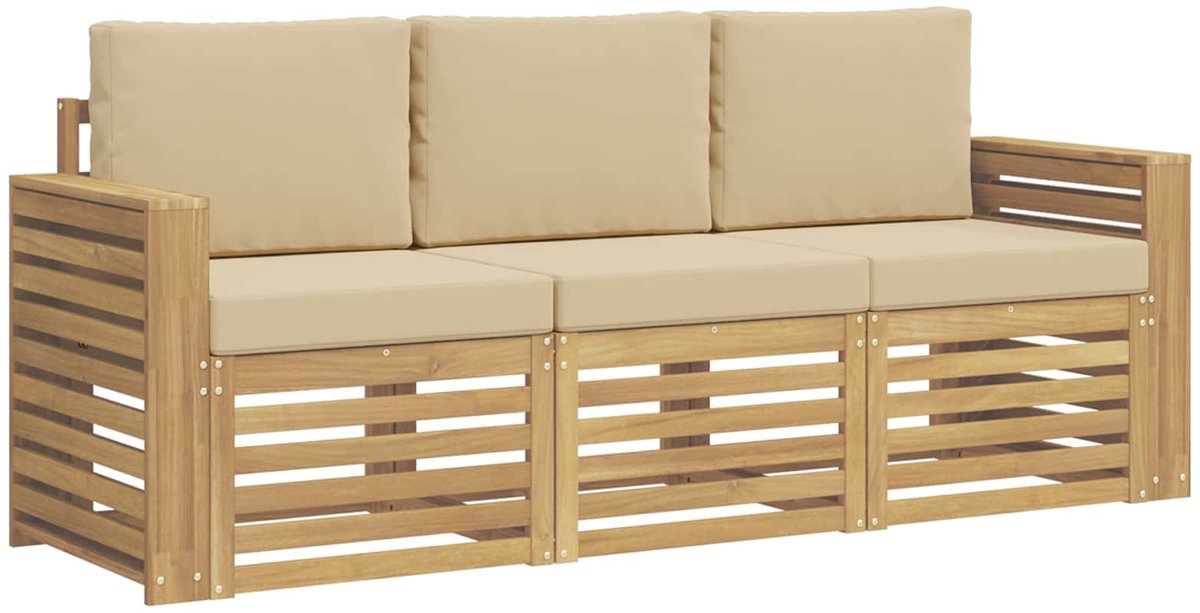 vidaXL - Sofa-Sets - 3 - st - Wit - en - Beige - Polyester
