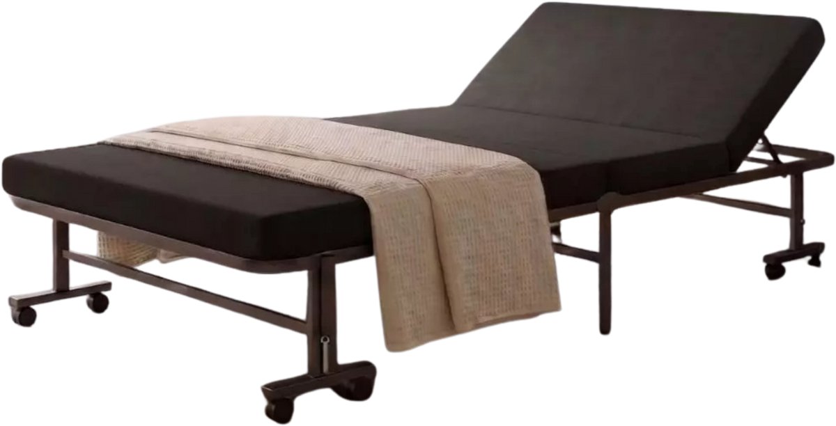 Troonz® Vouwbed Royal 90x200 cm – Vouwbed met Matras - Opklapbed 1 persoons - Handmatig Verstelbaar Hoofdeind