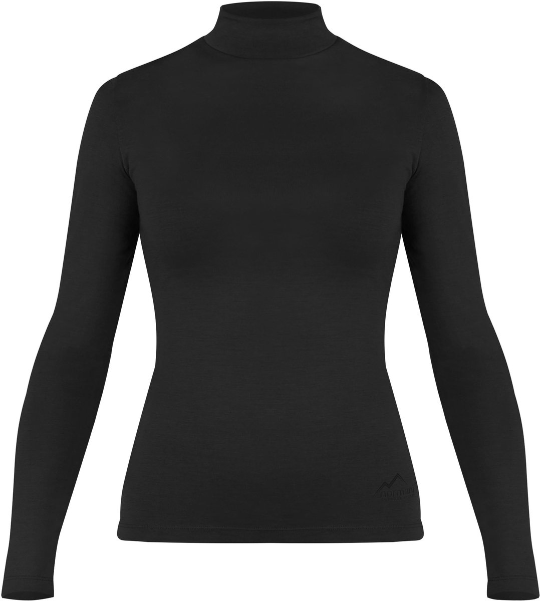 Dames-merino-shirt met lange mouwen en opstaande kraag „Romsey“ Zwart