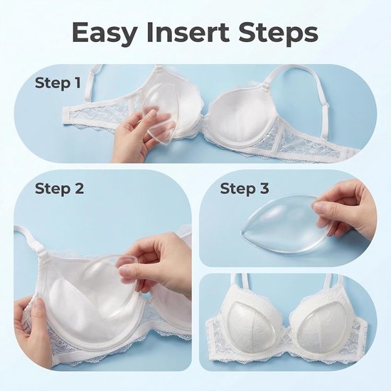 Duidelijke Siliconen Bh Inlegkussens voor Een Push-up Effect, Versterking en Comfort voor Vrouwen en Meisjes — afbeelding 4