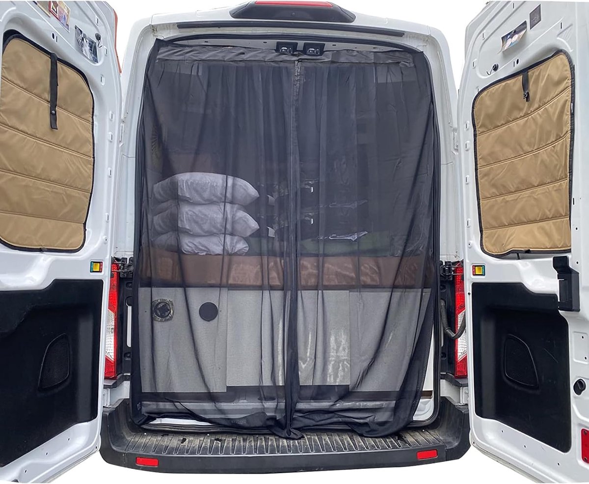 insectenscherm met magnetisme, zwart gaas, muggennet, muggennet/midgenet, compatibel met Mercedes Sprinter Renault Master VW Crafter Ford Transit Motorhome Campervans (achterdeur - 165 x