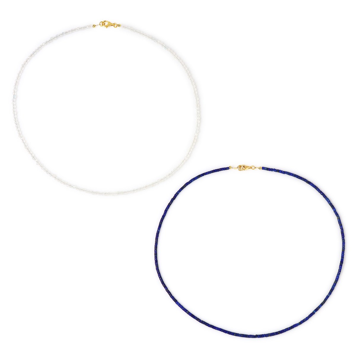 Cavill - Zilveren halsketting - 925 sterlingzilver verguld - Lapis Lazuli 22,48 ct & Witte Topaas 26,85 ct - Elegante ketting met gouden sluiting