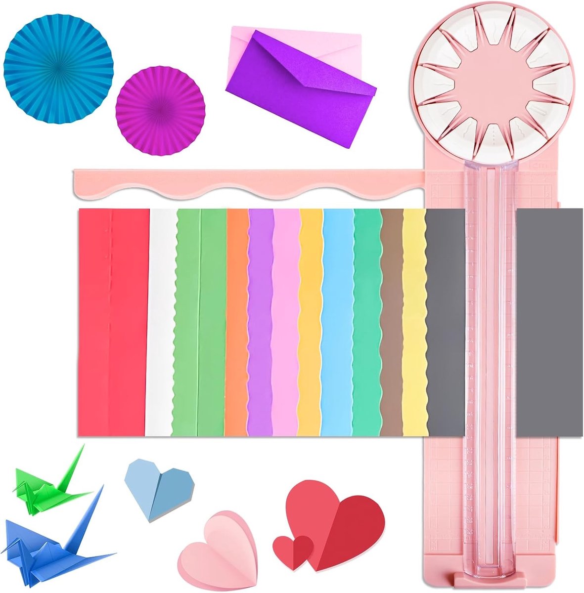 Multifunctionele Papier Snijder met 12 Snijtypes voor Creatief Knutselen, A4, A5, Foto's en Postkaarten