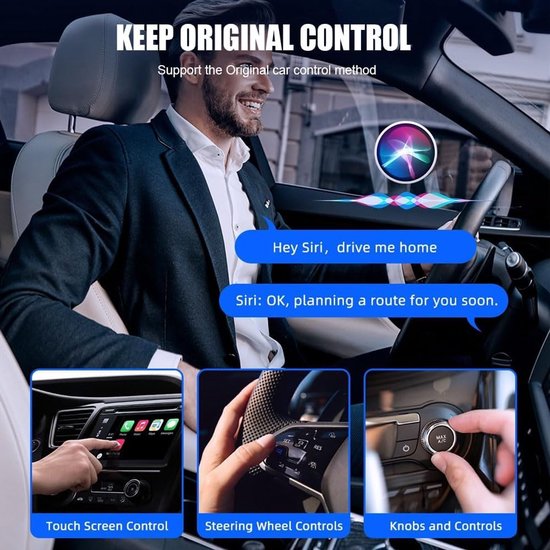 Wireless Carplay Adapter & Geschikt voor Android Auto Wireless Adapter, 2 in 1 USB Mini Car Play Dongle & Android Auto Adaptor, Bluetooth Plug and Play Carplay Box Wired to Wireless Converts van Carlinkit — afbeelding 4