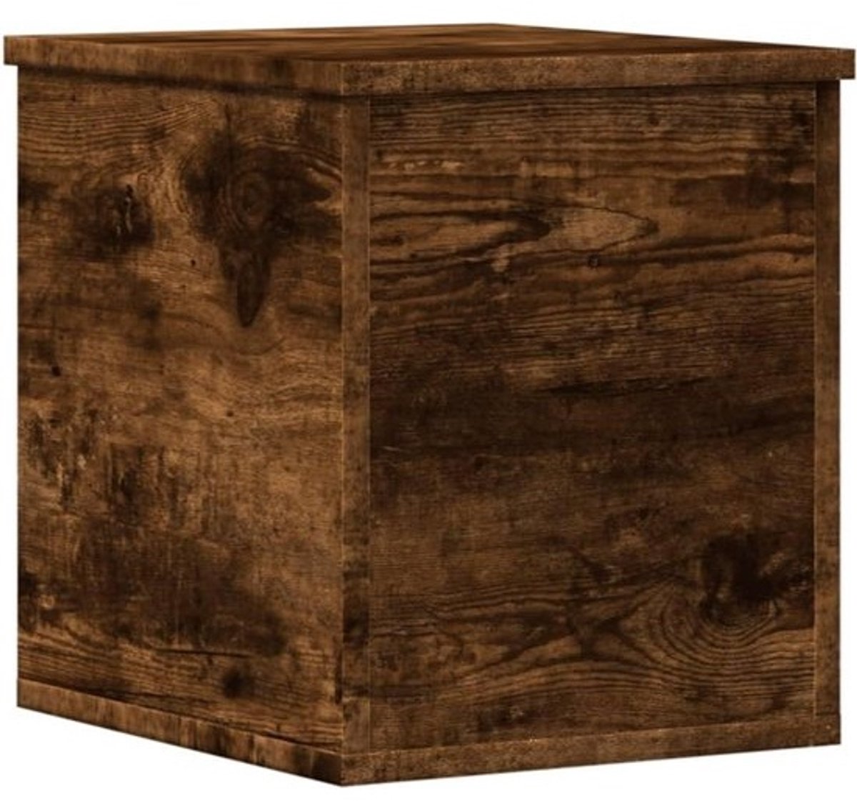 Houten Opbergkist met Deksel 30x35x35 cm Gerookt Eikenhout