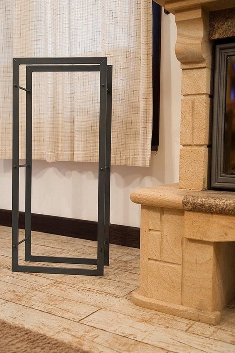 Houten Standaard voor Haardhout - Houthoudrek 100 cm Grijs