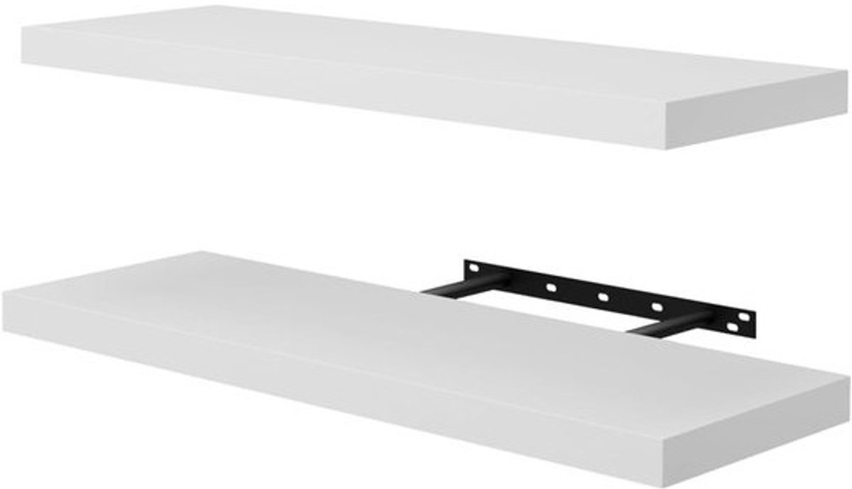 Set van 2 wandplanken, zwevende planken, wit, 60 x 23,5 x 4 cm, decoratieve opslag, moderne wanddecoratie, multifunctionele planken