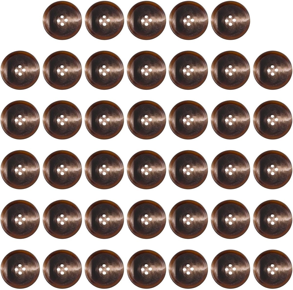 40 stuks bruine echte hoornknoppen, 25 mm 4 gaten ronde hars naaiknoppen voor pakken, jassen, blazers, doe-het-zelf ambachten